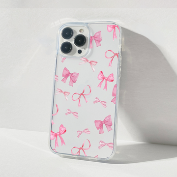 pink bow clear silicon